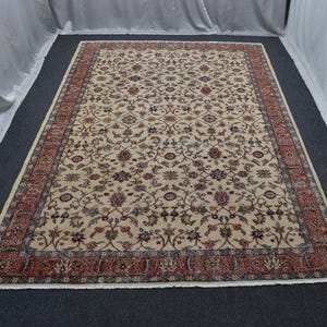Alfombras grandes de Anatolia con ganchos de 18 x 25 cm, alfombra turca moderna y contemporánea, alfombras florales Oushak, alfombra extragrande de lana para sala de estar.