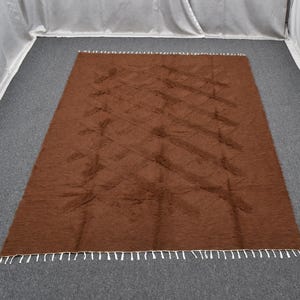 Swedish Scandinavian Brown Color Rolakan Wool Solid Rug
