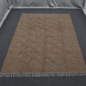 Swedish Scandinavian Light Brown Color Rolakan Wool Solid Rug
