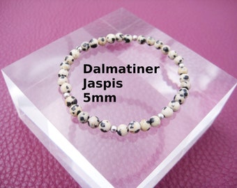 Jaspe Bracelet 5mm Dalmatien Jaspe Beige Stretch Bracelet Rond Acier Inoxydable Argent Or Or Rose Cadeau pour Elle