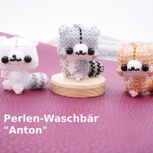 Give-away pearl raccoon, keyring, souvenir, thank you gift, pearled figure, lucky charm, bighead, pearl animal, beaded animal