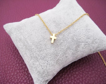 Edelstahlkette mit Kreuz, Anhänger Glaube, Religion, Edelstahl goldfarben, zierliche Kette, Edelstahl rosegold, Geschenk für Sie