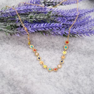 Stainless steel chain COLORFUL, 18k gold-colored, gold-colored, choker chain, chain without pendant, long chain, gift for her