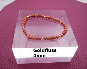 Gold Flow Bracelet 4mm Marron Glitter Verre Stretch Bracelet Rond Acier Inoxydable Argent Or Or Rose Cadeau pour Elle