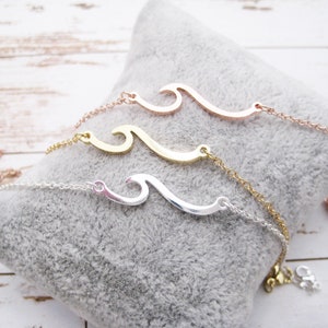 Stainless steel wave necklace, modern pendant, gold-colored stainless steel, delicate chain, rose gold stainless steel