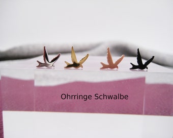 Mini-Ohrstecker Schwalbe, Edelstahl Ohrringe, goldfarben, rosegoldfarben, kleine Ohrringe, Ohrstecker