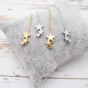 Stainless steel earrings, pull-through earrings, thread earrings, dangling earrings, star earrings, star earrings