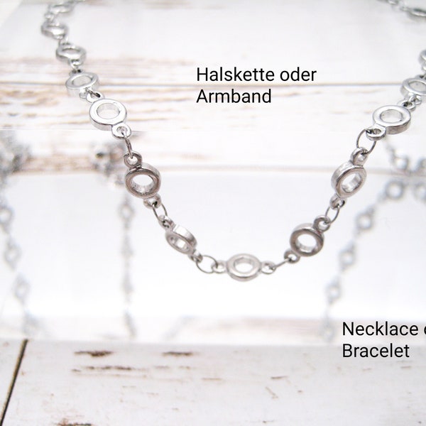 Halskette oder Armband mit Kreisen, Edelstahlkette Silberfarben, Kette Basic, Armband Silberfarben, Geschenk für Sie