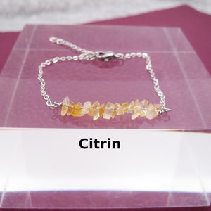 Citrine bracelet, citrine splinters, November birthstone, stainless steel bracelet, silver, gold, rose gold, gift for her