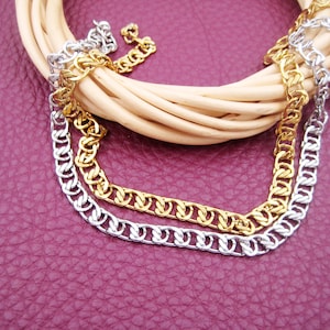 Stainless steel chain MODERN, curb bracelet, gold-colored, silver-colored, choker chain, chain without pendant, long chain