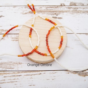 Mini bracelets &quot;Orange Ombre&quot;, bracelet or anklet, glass beads, delicate bracelet, gift for women, bracelet
