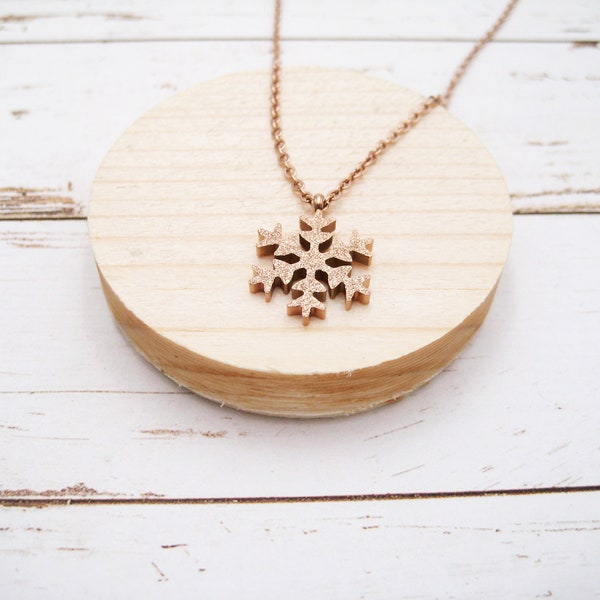 Stainless steel chain snowflake, rose gold, pendant snowflake, dainty chain, layher look