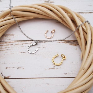 Stainless steel chain with horseshoe, stainless steel pendant, gold-colored stainless steel, dainty chain, rose gold stainless steel, lucky charm