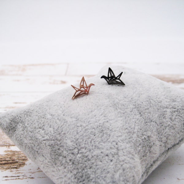 Mini Earrings Crane, Stainless Steel Earrings, Gold, Rose Gold, Small Earrings, Earrings Animal