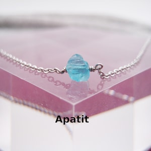 Apatite necklace, raw stone, stainless steel necklace, turquoise, gold-colored stainless steel, dainty necklace, rose gold stainless steel, gift for her