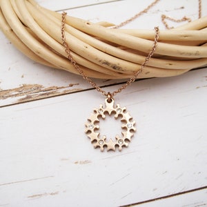 Stainless steel chain with star wreath, star pendant, rose gold chain, delicate chain