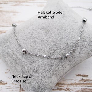 Necklace or bracelet with balls, stainless steel chain silver-colored, basic chain, bracelet silver-colored, gift for her
