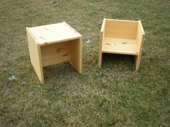 Wood cube stool sale