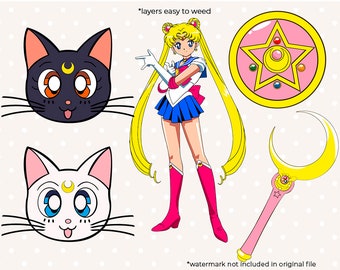Download Free Sailor Moon Poster Soldiers Poster Anime Poster Watercolor Etsy SVG Cut Files