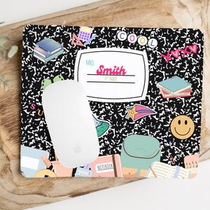 Custom Teacher Mousepad: Composition Notebook Design, Personalized Desk Accessory