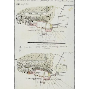 Carte de reproduction dessinée par le lieutenant John Chard VC Rorke's Drift Natal 1879...3/4