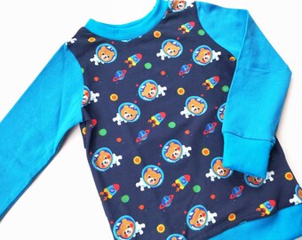 Long sleeve kids shirt, kids sweater, kids shirt, boys, t-shirt, short sleeve, bears around space