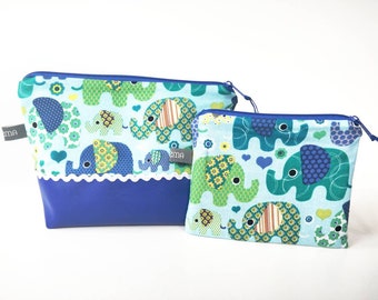 Cosmetic bag set, toiletry bag, wash bag, bag, children, girls, elephants