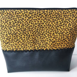 Cosmetic bag large, toiletry bag, diaper bag, make-up bag, makeup bag, pouch, personalized, leopard