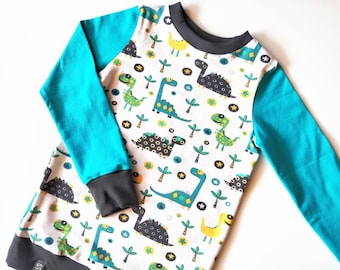 Kids Long Sleeve Shirt, Kids Sweater, Kids Shirt, Boys, T-Shirt, Short Sleeve, Dinosaur