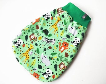 3-6 months romper bag, sleeping bag baby, lined, eco-cotton teddy, jungle