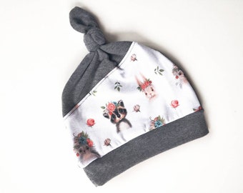 Knot hat, cap baby, cap child, cap cap, beanie, girl, forest animals