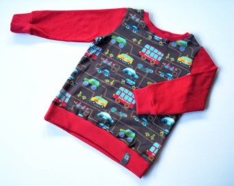 Gr. 86/92 long-sleeved shirt children, children's sweater, children's shirt, boys, vehicles, cars