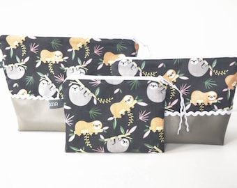 Cosmetic bag set, toilet bag, make-up bag, make-up bag, pouch, sloths