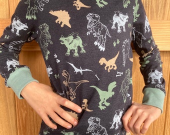 Langarm-Shirt Kinder, Kinder Pullover, Kinder Shirt, Jungen, T-Shirt, kurzarm, Dinosaurier, T-Rex, Longsleeve