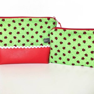 Kosmetiktaschen Set, Kulturtasche, Waschtasche, Täschchen, Kinder, Mädchen, Marienkäfer