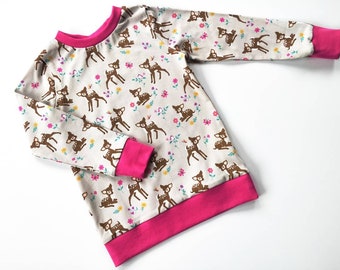 Long-sleeved children's shirt, children's sweater, children's shirt, girls, t-shirt, short-sleeved, deer