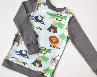 Kids Long Sleeve Shirt, Kids Sweater, Kids Shirt, Baby, Boys, Girls, T-Shirt, Short Sleeve, Animals On Vacation