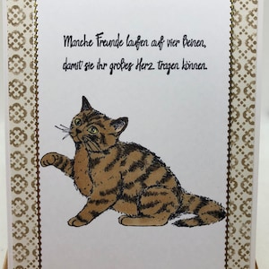 Grußkarte mit Katze und Spruch