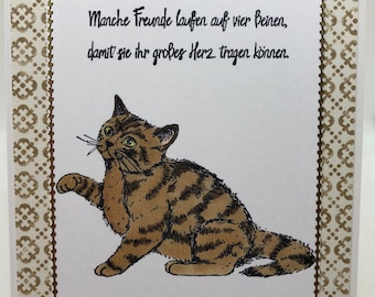 Grußkarte mit Katze und Spruch