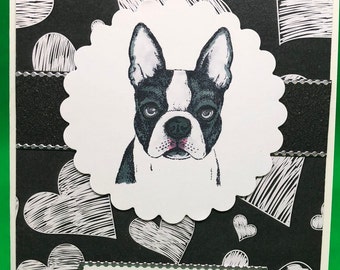 Glückwunschkarte zum Geburtstag mit französischer Bulldogge