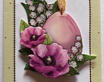 Easter card in 3D technology with egg candle