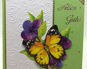 Glückwunschkarte in 3D-Technik mit Schmetterling