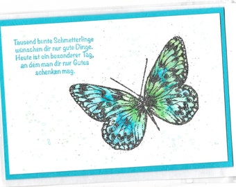 Congratulatory card with butterfly and saying