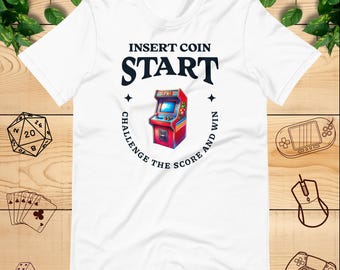 Unisex t-shirt med mynt i retro-arkadmaskin
