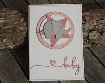 Karte zur Geburt - mit Elefant