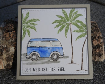 Carte de bon - camping-car bleu