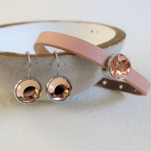 Almond Blossom-Set Leather Bracet & Earrings rosé image 1