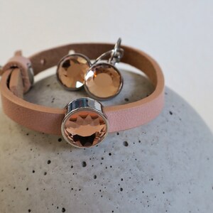 Almond Blossom-Set Leather Bracet & Earrings rosé image 3