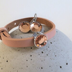 Almond Blossom-Set Leather Bracet & Earrings rosé image 4