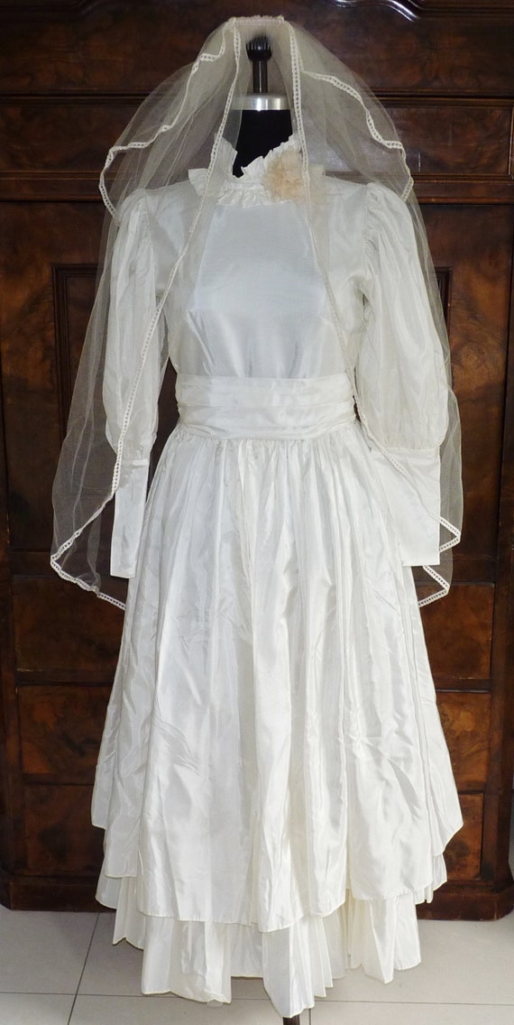 Vintage Wedding Dress Old Wedding Dress Long Sleeve Gr 36 Etsy